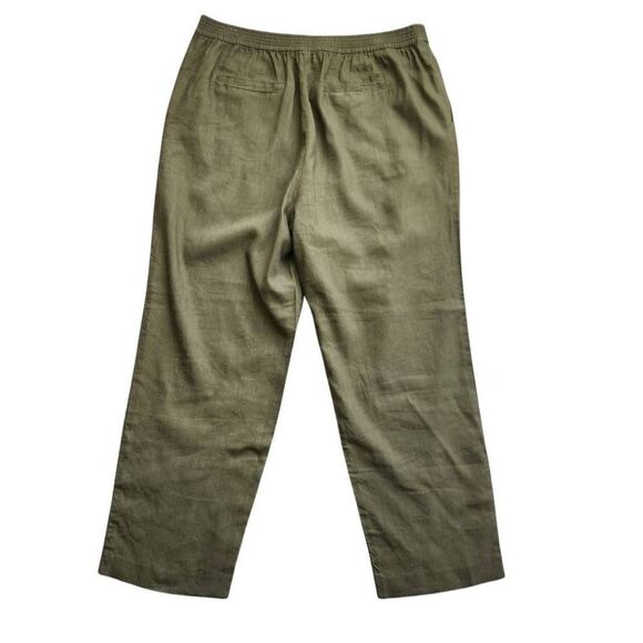 St John Pants Womens Large Linen Blend Ankle Pull On Careerwear Business Profess - Picture 3 of 6